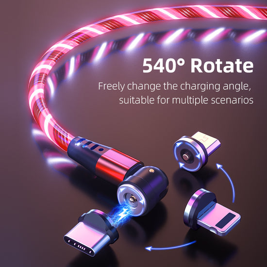 540° Rotating LED Magnetic Charging Cable – 3A Fast Charge