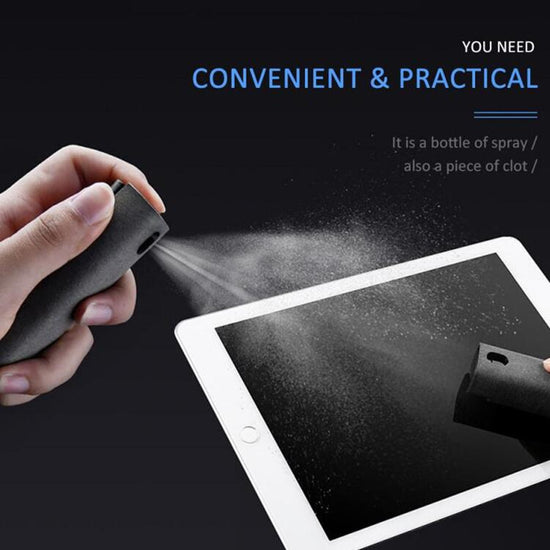 2-in-1 Screen Cleaner Spray & Cloth – Pocket-Sized Phone & Laptop Cleaner