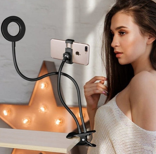 LED Selfie Ring Light with Clip Stand – 3 Colours, 10 Brightness Levels