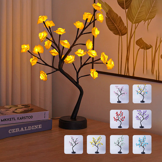 Rose Flower Tree LED Desk Lamp – USB Fairy Night Light Gift